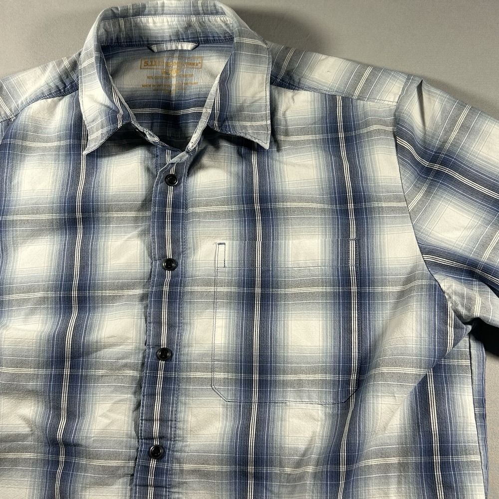 5.11 Tactical Series Men's Medium Blue Plaid Short Sleeve Button Shirt - Picture 3 of 6